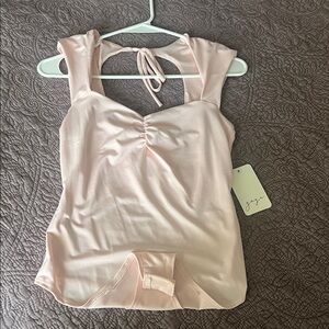 Blush Pink Sleeveless Top with Tie Back